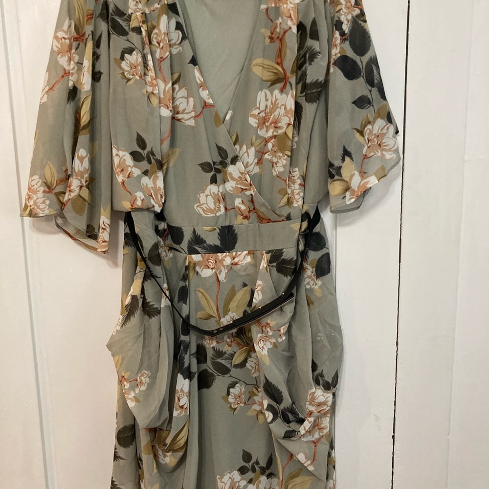 City Chic Cream and Brown Maxi Wrap Sundress